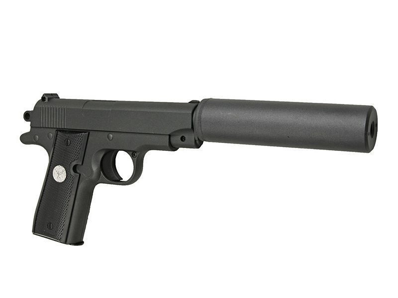 Спринговый металевий пістолет G2A (Browning mini) з глушником, Вальтер, страйкбол, пістолети на пульках
