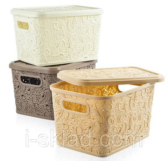 Кошик з кришкою Hobby life Ажур 10 л 04 1211 Салатовый