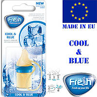 Ароматизатор корковий на дзеркало FreshWay Wood Blister Cool and Blue (Синій лід) 5ml