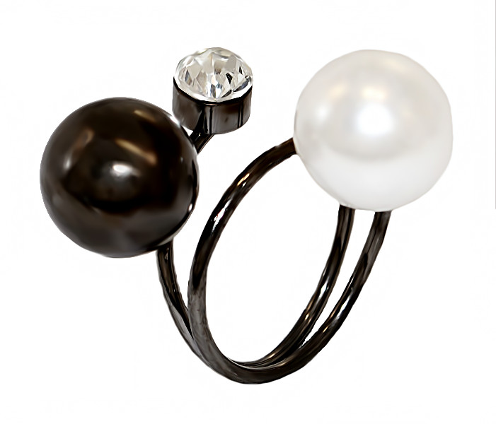 Каблучка Neoglory. Родій (під крапельне срібло). Камені: перли та фіаніт. Є: 16р 17р