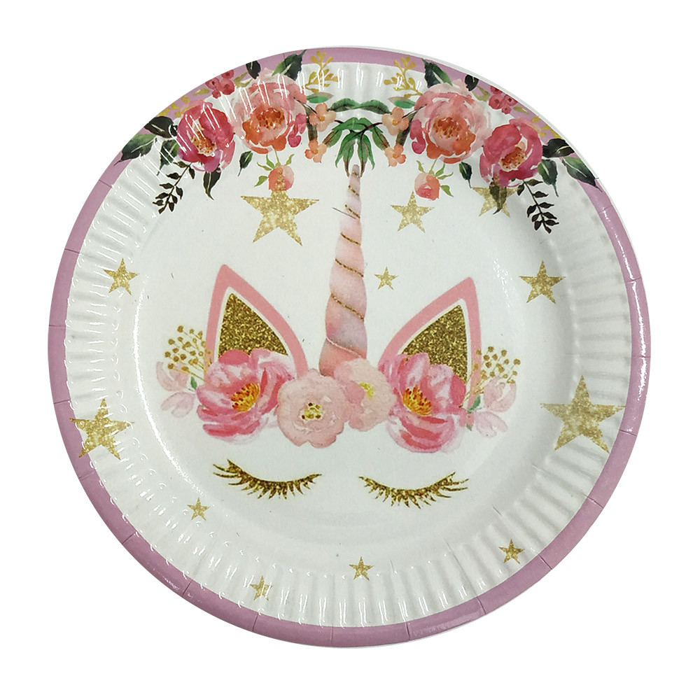 Тарілки паперові на дитяче свято "Єдиноріг на білому" 10 шт./упа.
