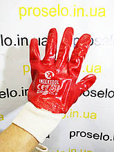 Рукавички (рукавиці) маслостойкие х\б трикотаж з ПВХ покриттям Intertool SP-0006. В'язаний манжет