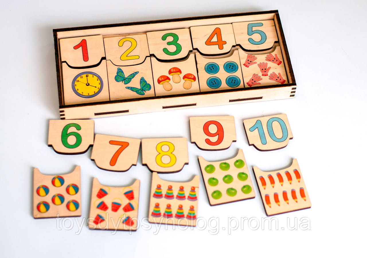 Дерев'яна іграшка половинки «Рахуємо до 10», фото 1