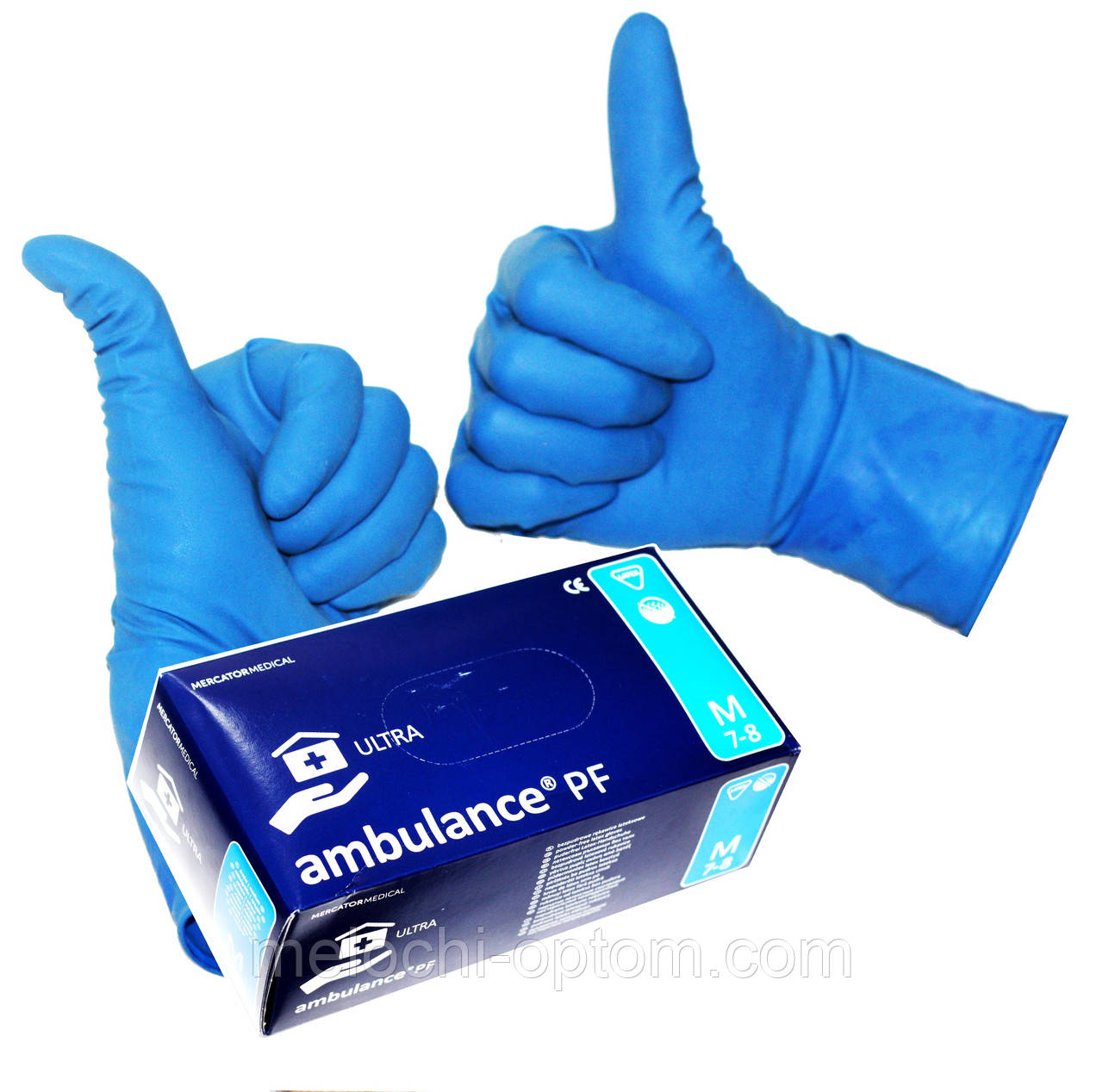 Рукавички латексні діагностичні "Ambulance" (M) не стерильні
