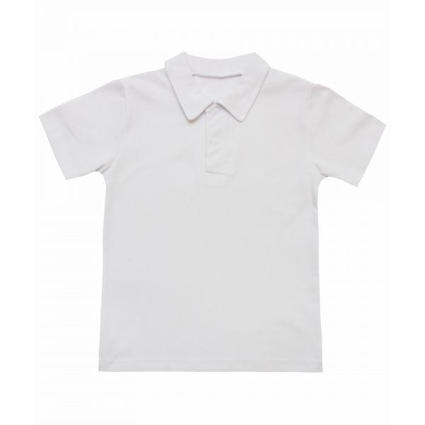Сорочка поло з коротким рукавом для хлопчика білого кольору