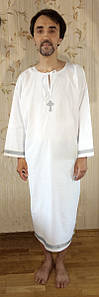 Сорочка для хрещення хлопця, чоловіка. Модель "Stephen silver+" ("Стефан срібло+") з вишивкою.