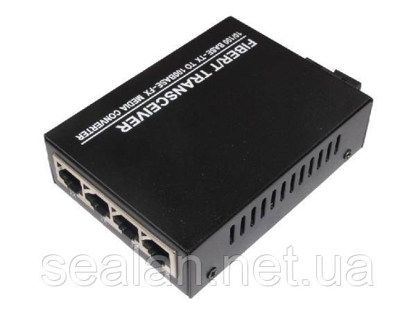 Медіаконвертер світч комутатор 4 портовий 1SC.WDM 100mb+4RJ45 100mb 1550 TK-link