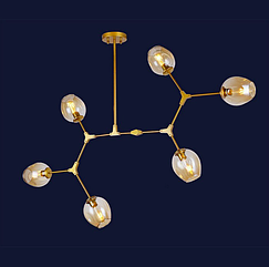 Люстра молекула в стилі ЛОФТ 6 ламп, 756L680231-6 GD BR, золото