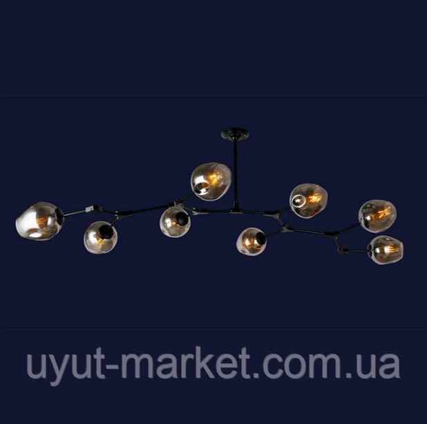 Люстра молекула в стиле ЛОФТ 8 ламп, 756LPR0231-8 BK+BK черный - фото 2 - id-p1015758905