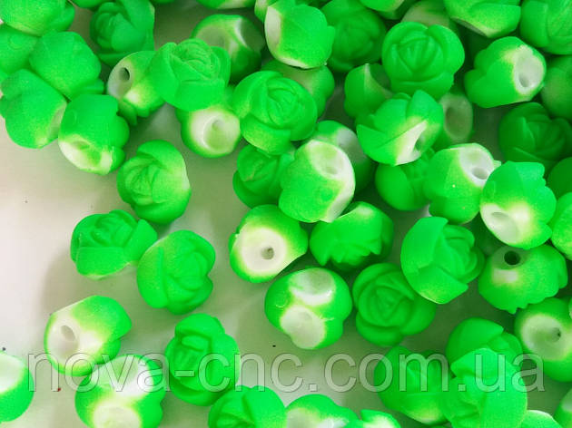 Бусини-ґудзики пластик "Квітка" салатовий 10 мм 500 грамів, фото 1