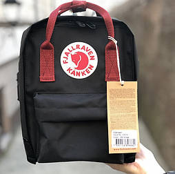 Рюкзак Канкен Fjallraven Kanken mini black/bordo" Premium. Живе фото (топ ААА+)