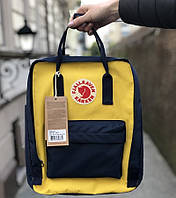 Рюкзак Канкен Fjallraven Kanken Classic Bag синий с желтым. Живое фото. Premium (топ ААА+)