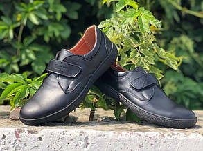 Підліткові туфлі шкіряні на липучці чорні (35-39 розміри) eD0023