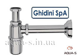Сифон для умивальника Ghidini DN 32х1 1/4" хром (під автопробку) Італія (529)