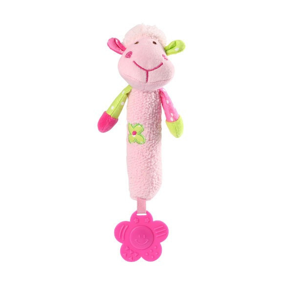 Іграшка-пищалка BabyOno Овечка з прорізувачем для зубів Рожевий
