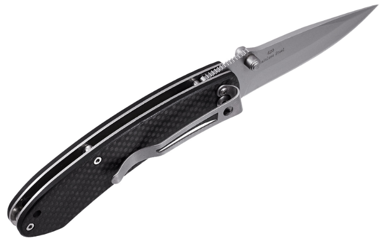 Ніж складаний чорного кольору, зручний в носінні, нержавіюча сталь, з карбонової ручкою, на кожен день