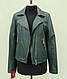 Куртка шкіряна косуха жіноча TINA розмір S, темно-зелена, фото 2