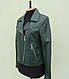 Куртка шкіряна косуха жіноча TINA розмір M, темно-зелена, фото 4