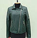 Куртка шкіряна косуха жіноча TINA розмір M, темно-зелена, фото 6