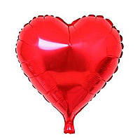 Фольгированный шар сердце красное металлик, воздушный надувной шарик без рисунка 45 см 18" Flexmetal Испания