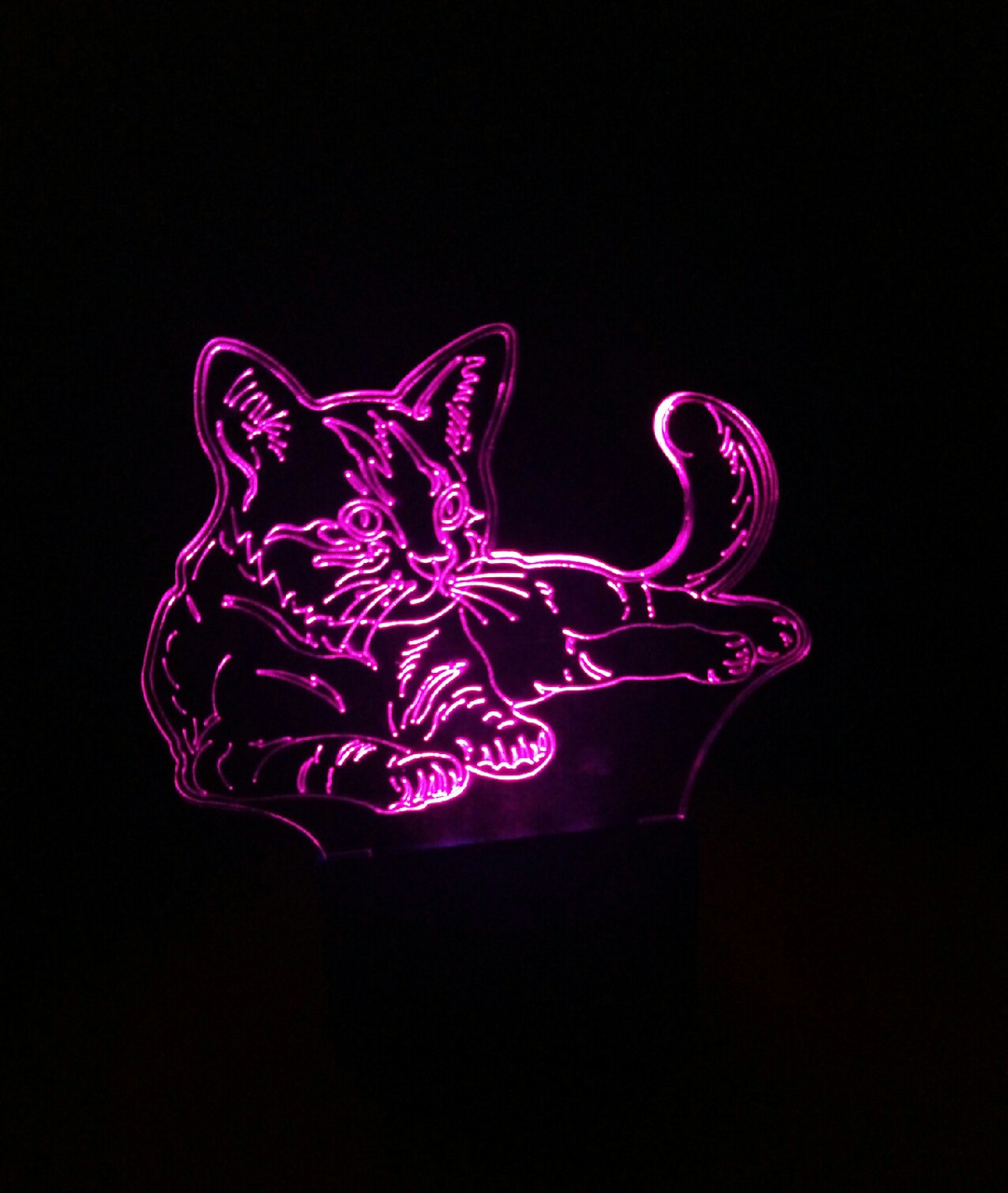 3d-світильник Кіт, кішка, 3д-нічник, кілька підсвічувань (на пульті), фото 1