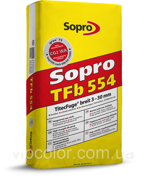 Sopro TFb Сірий 15 Затирка для широких швів 3-30 мм - високоміцна 25 кг