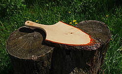 Тарілка з дерева "зріз" із ручкою