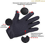 Сенсорні рукавички для сенсорних екранів телефонів флісові демісезонні перчатки сенсорні Чорні M, фото 3