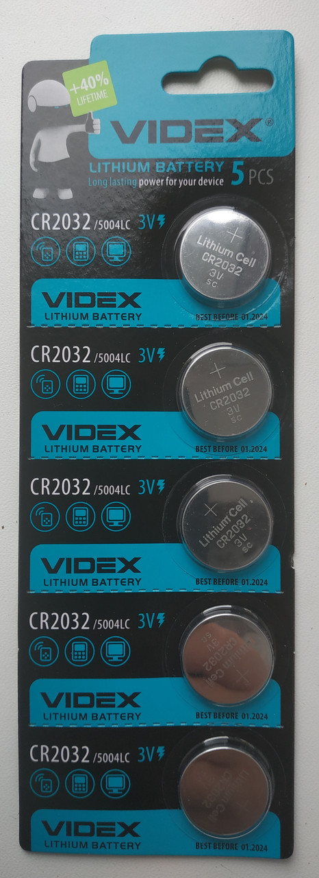 Батарейка літієва Videx CR2032 5pcs BLISTER CARD
