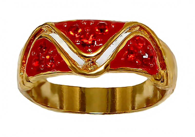 Каблучка Neoglory. Позолота. Камені: червоний циркон та емаль. Є: 16р 17р 18р