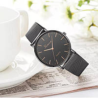 Женские часы Geneva Classic steel watch черные, жіночий наручний годинник, наручные кварцевые часы Женева