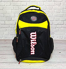 Вместительный рюкзак Wilson для школы, спорта. Черный с желтым