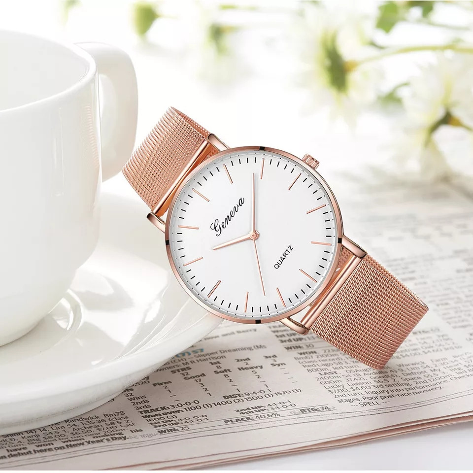 Жіночі годинники Geneva Classic steel watch рожеве золото, жіночий наручний годинник наручні кварцові годинники, фото 1