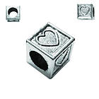 Бусіна Шарм 7 мм Отвір 5 мм Куб з Серцями Металева, Колір Срібло, Матеріали для виробництва Прикрашень, фото 6