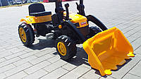 Трактор экскаватор педальный веломобиль желтый клаксон на руле, сидение регулируемое, колеса с рез накладками
