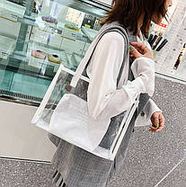 Велика прозора сумка з клатчем для модних дівчат, фото 3