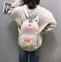 Рюкзак із вушками та рогом Єдинорога в паєтках, фото 5