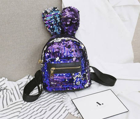 Рюкзак із паєтками та вушками Кролика, фото 1