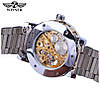 Механічний годинник Winner Skeleton, чоловічий механічний годинник, срібний годинник Віннер скелетон, фото 4