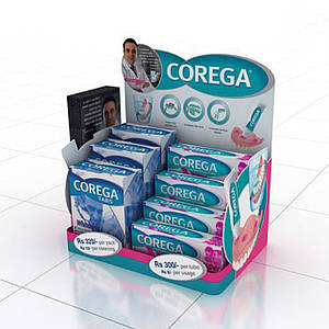 Пластикова рекламна підставка Corega 🛒 торгова підставка настільна