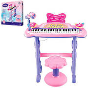Дитяче піаніно-синтезатор 37 клавіш з мікрофоном 6613 на ніжках стільчик мікрофон два динаміки від батарейок