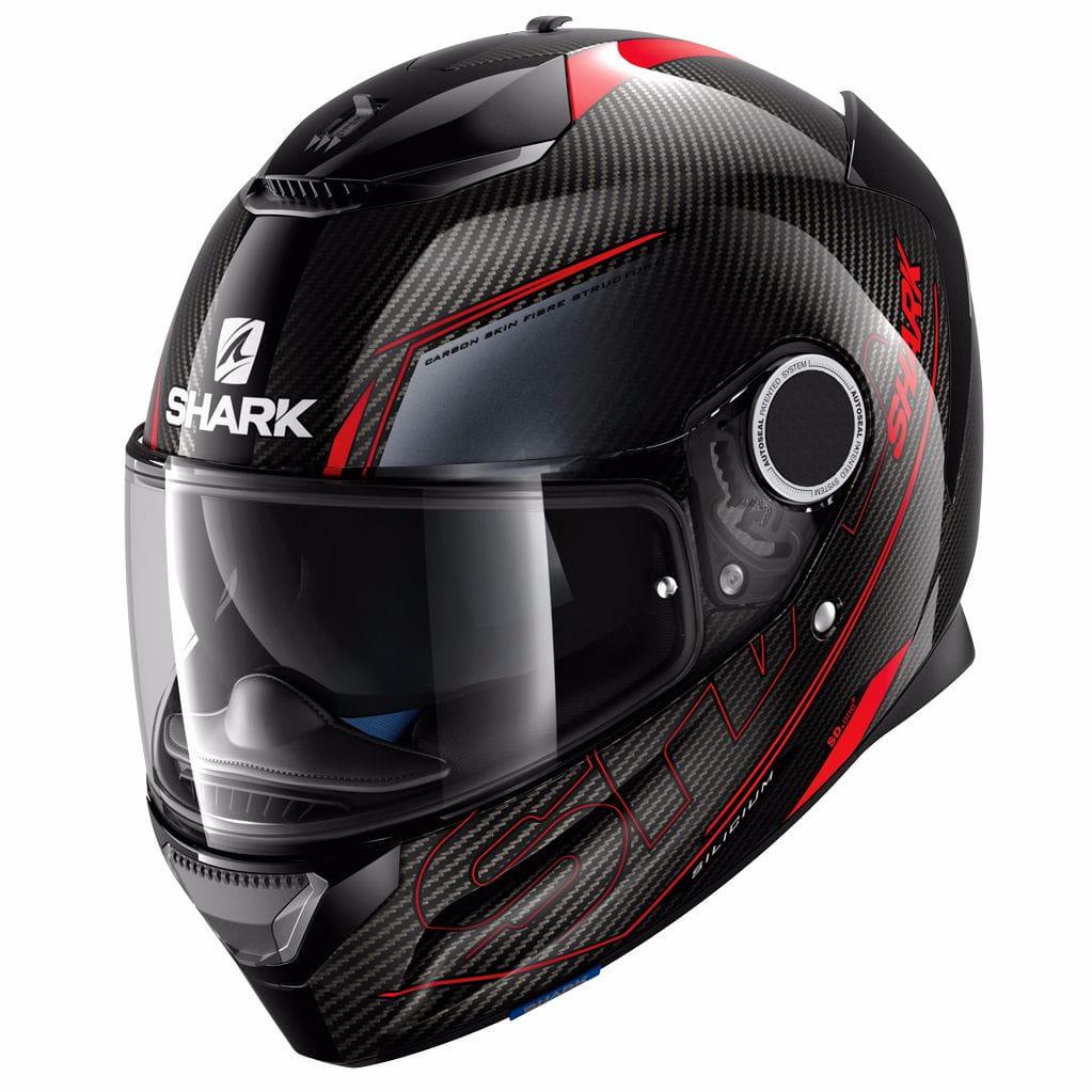 Мотошолом SHARK Spartan Carbon Silicium DRA (червоний)