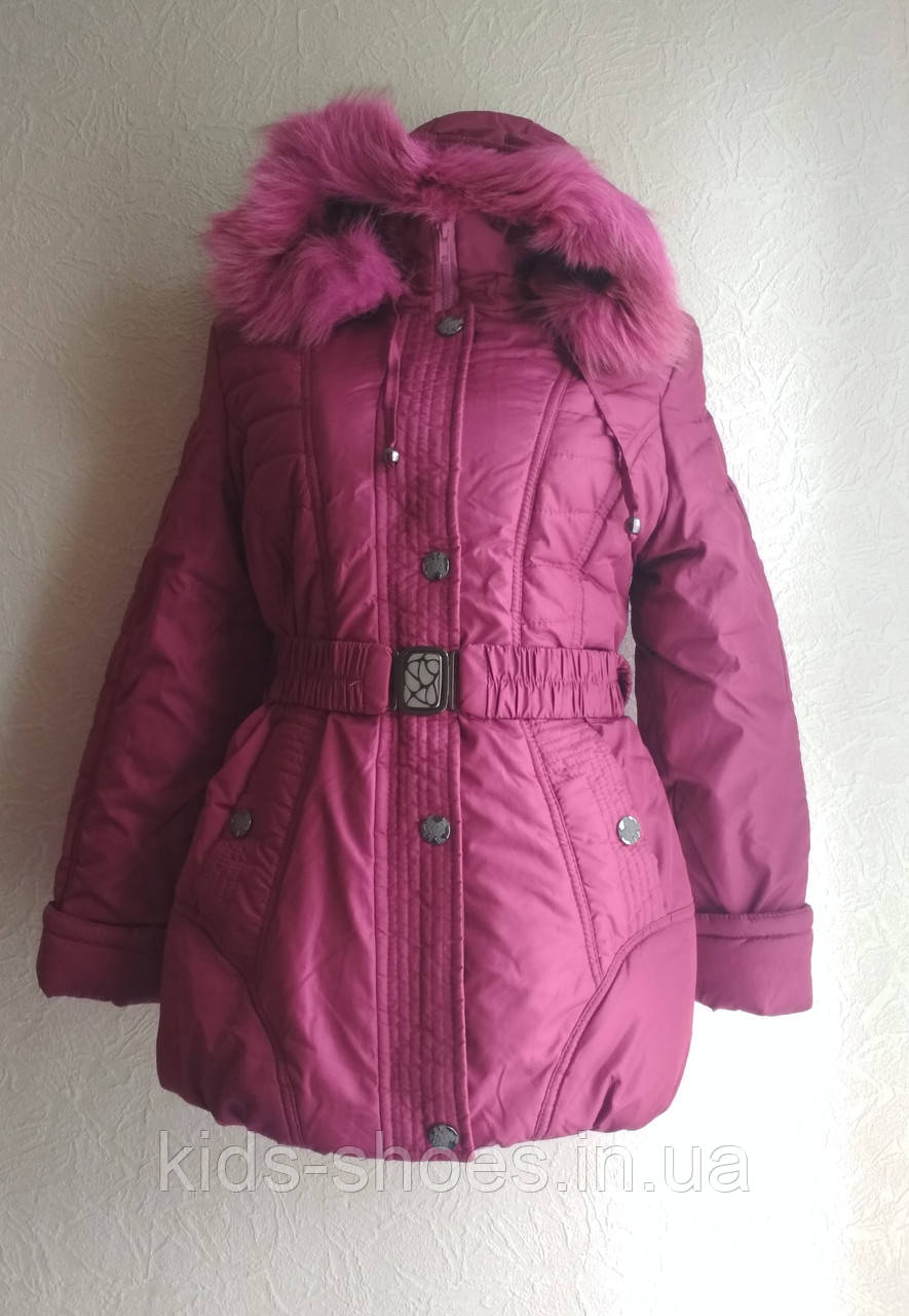 Пальтокуртка з натуральним хутром для дівчинки 8-12 років