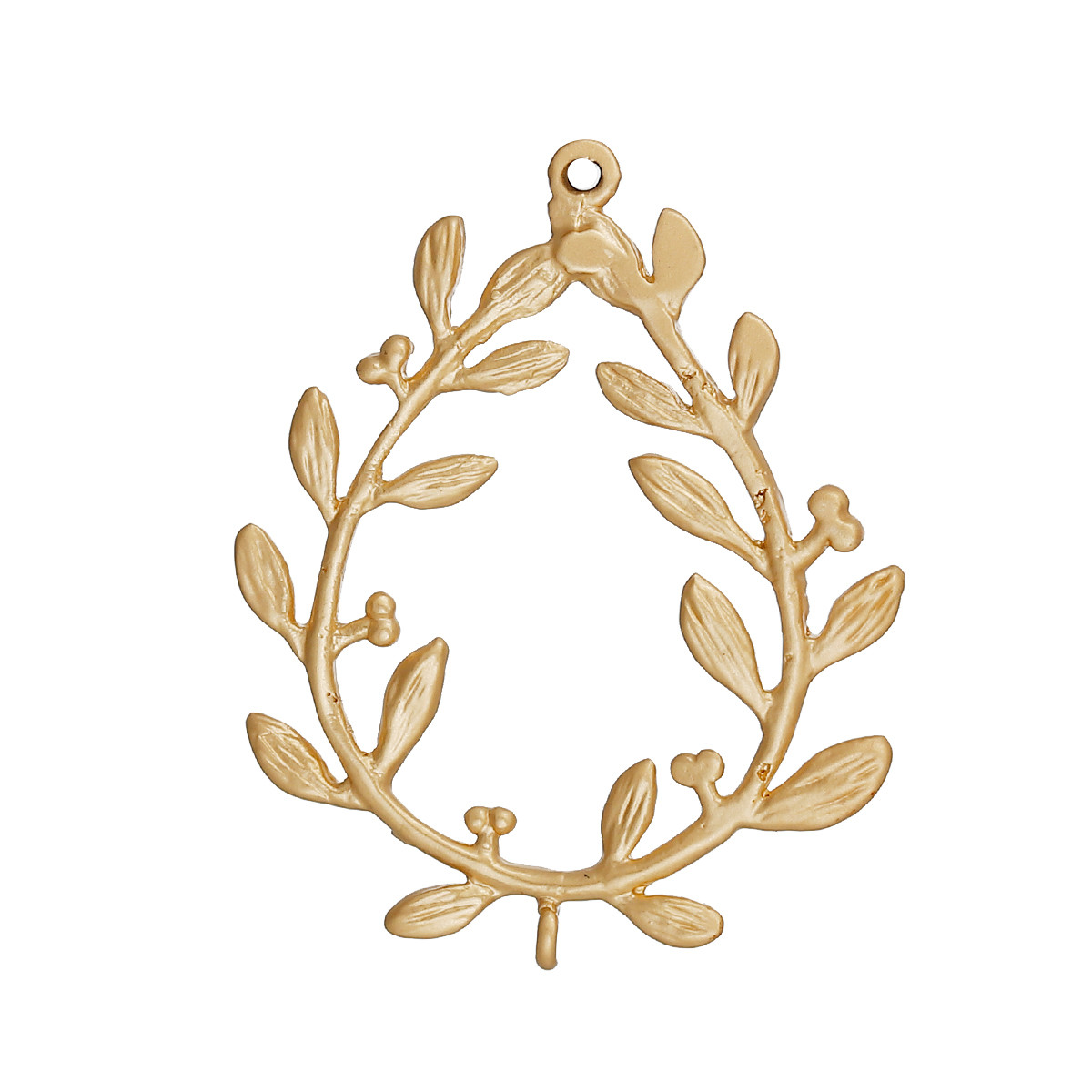 Конектор, Крапля, Гілка, Віночок, Цинковий сплав, Колір: матове золото, 30 мм x 23 мм