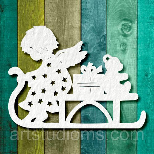 Чипборд "Янголятко на санках"