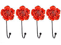 Набор декоративный металлических крючков из 4 шт на стену Lefard Красные Розы 8х6х16 см 574-177