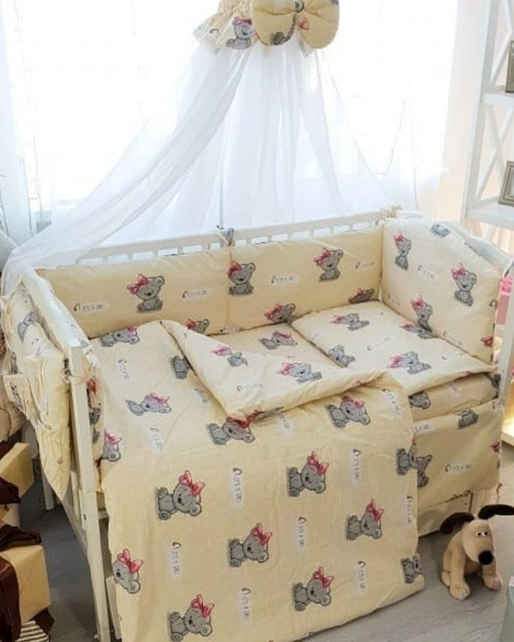 Набір постільної білизни у дитяче ліжечко "Тедді" - Бортики в ліжечко: конверт-плед - 8 предметів