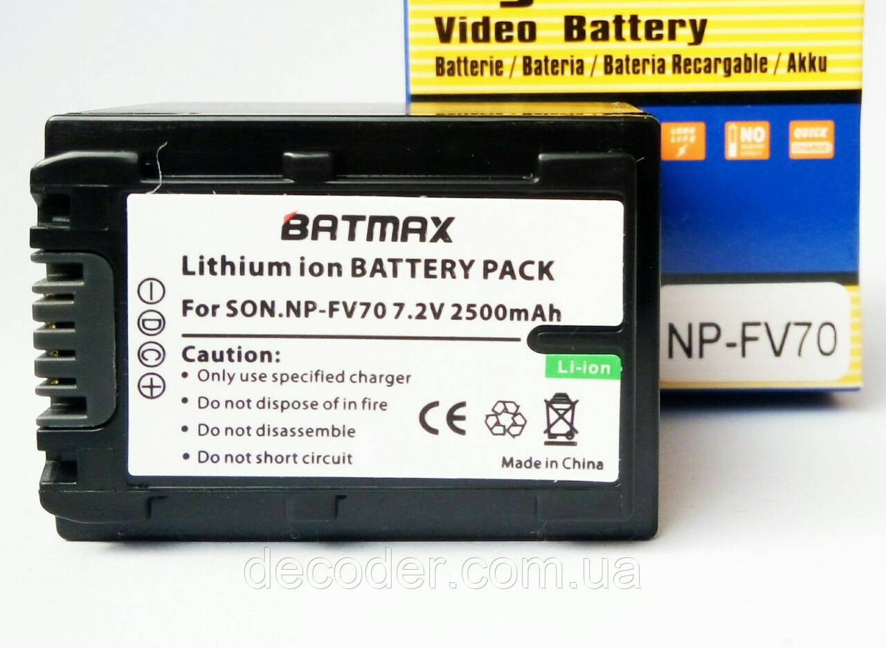 Акумулятор батареї Batmax NP-FV70 2500мА для Sony сумісна з NP-FV30 NP-FV50 NP-FV100 ( Batmax NP-FV70 )