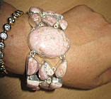 Великий срібний браслет із натуральним родохрозитом, фото 9