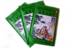 Пластир Тигровий, 10 шт./пач. Guanjie Zhitong Gao, Lingrui, від болю в суглобах "Два тигра" (зелений)
